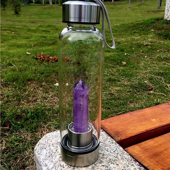 🔮HP🔮Natural Amethyst Crystal Water Bottle New - Picture 2 of 6